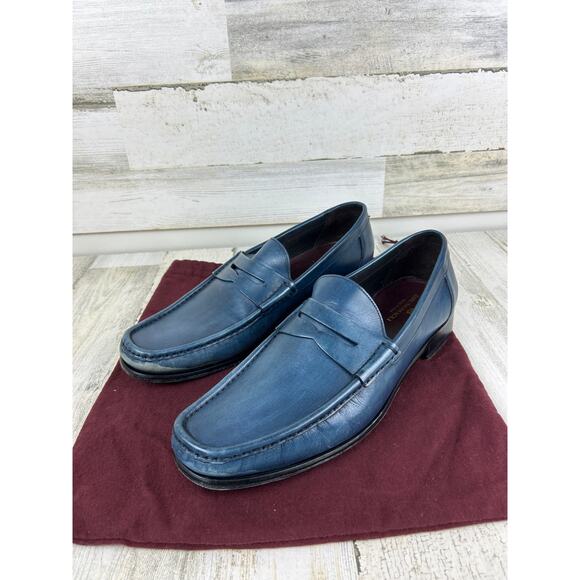 Bruno Magli Mens 13 Tonio BM3TONM0 Mens Blue Nubuck Loafers penny Shoes - Picture 1 of 9
